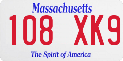 MA license plate 108XK9