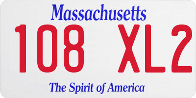 MA license plate 108XL2