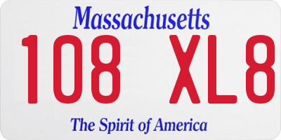 MA license plate 108XL8
