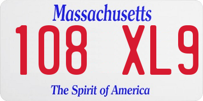 MA license plate 108XL9
