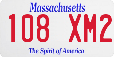 MA license plate 108XM2