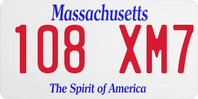 MA license plate 108XM7