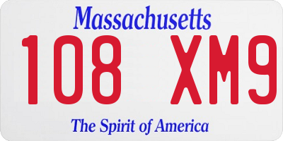 MA license plate 108XM9