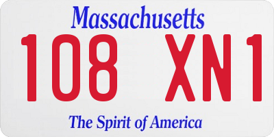 MA license plate 108XN1