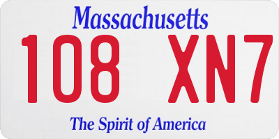 MA license plate 108XN7
