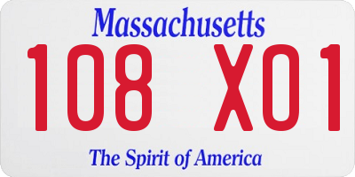 MA license plate 108XO1