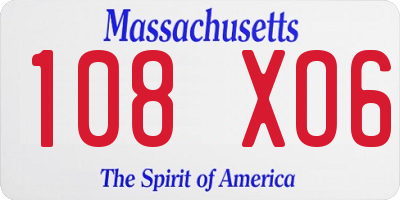 MA license plate 108XO6