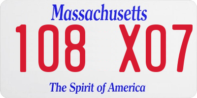 MA license plate 108XO7