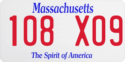 MA license plate 108XO9