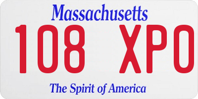 MA license plate 108XP0