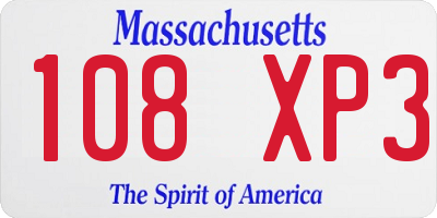 MA license plate 108XP3