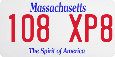 MA license plate 108XP8