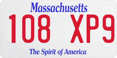 MA license plate 108XP9