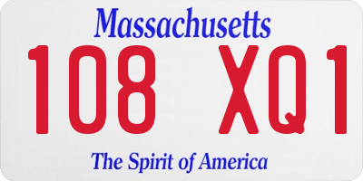 MA license plate 108XQ1