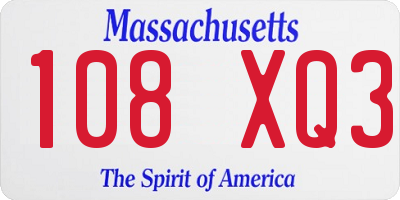 MA license plate 108XQ3
