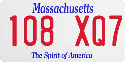 MA license plate 108XQ7