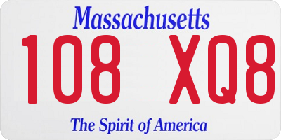 MA license plate 108XQ8