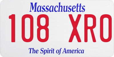 MA license plate 108XR0