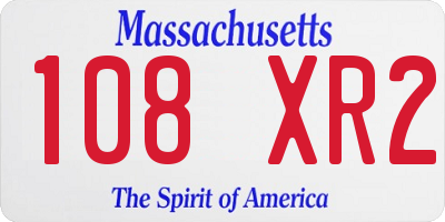 MA license plate 108XR2