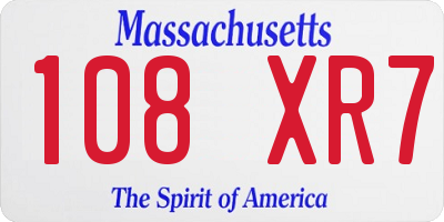 MA license plate 108XR7