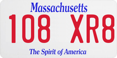 MA license plate 108XR8