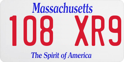 MA license plate 108XR9