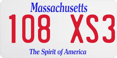 MA license plate 108XS3