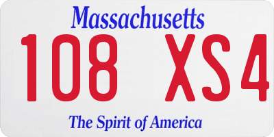 MA license plate 108XS4