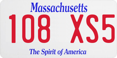 MA license plate 108XS5