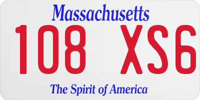 MA license plate 108XS6
