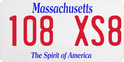 MA license plate 108XS8