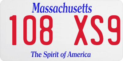 MA license plate 108XS9