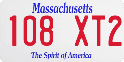MA license plate 108XT2
