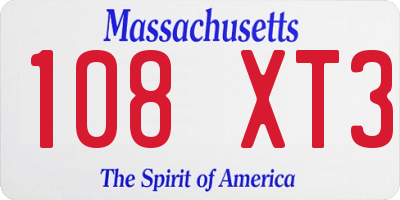 MA license plate 108XT3