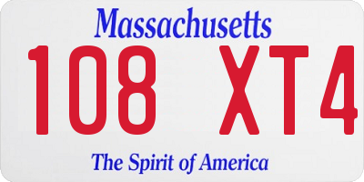 MA license plate 108XT4