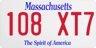 MA license plate 108XT7