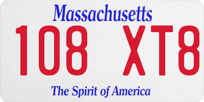 MA license plate 108XT8