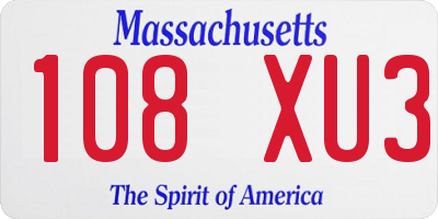 MA license plate 108XU3