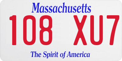 MA license plate 108XU7
