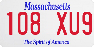 MA license plate 108XU9