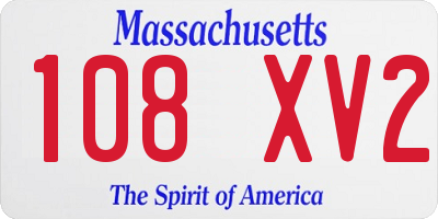 MA license plate 108XV2