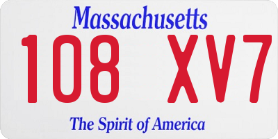 MA license plate 108XV7