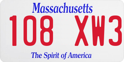 MA license plate 108XW3