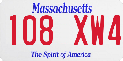 MA license plate 108XW4
