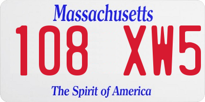 MA license plate 108XW5
