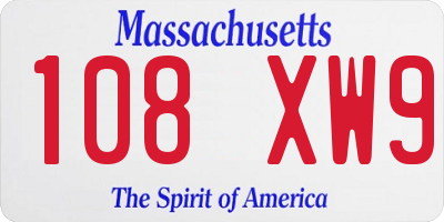 MA license plate 108XW9