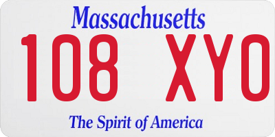MA license plate 108XY0