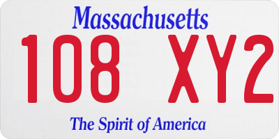 MA license plate 108XY2