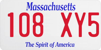 MA license plate 108XY5