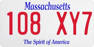 MA license plate 108XY7